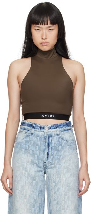 AMIRI Brown Mock Neck Tank Top