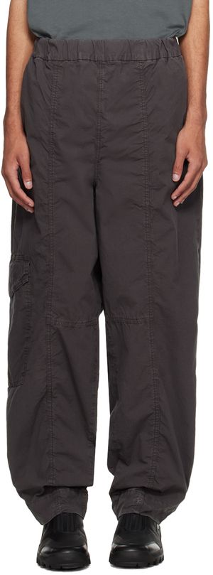 GANNI Pantalon de détente gris à logo brodé