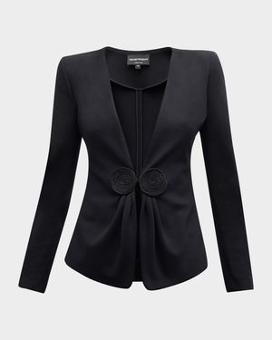 Gathered Rope-Embellished Milano Jersey Jacket