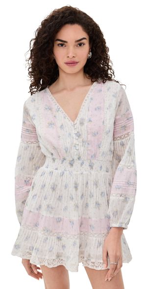 LoveShackFancy Winfrey Dress Lilac Vanilla M