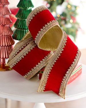 Jewel Countess Trimmed Velvet Ribbon, 4"W x 5 Yards