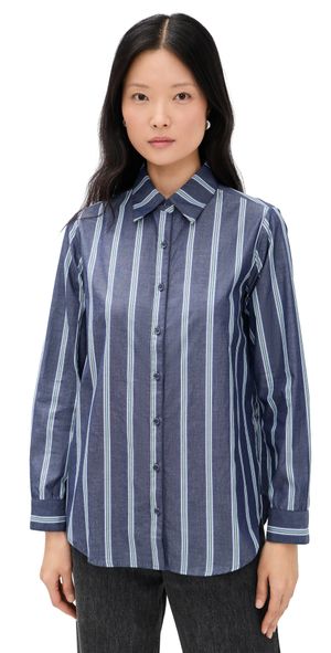 Apiece Apart Sodi Wrap Button Up Indigo Stripe 10