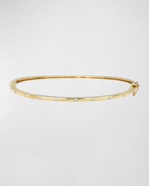 14K Gold Diamond Dot Bangle Bracelet