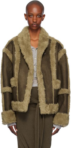 OPEN YY Brown Paneled Faux-Shearling Jacket