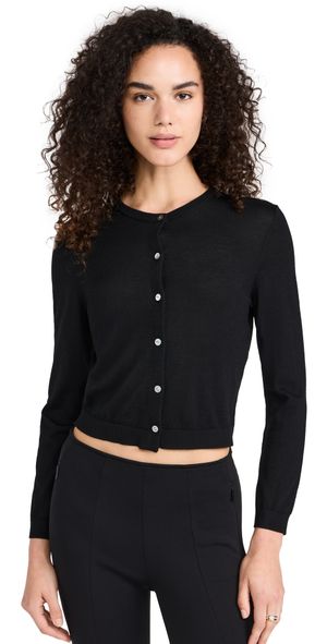 Theory Crop Crew Cardigan Black P