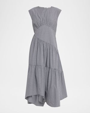 The Check Gathered Midi Dress