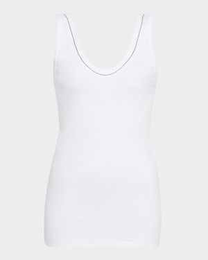 Monili Scoop-Neck Flat Cotton Rib Tank Top