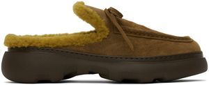Burberry Tan Suede & Shearling Stony Mules