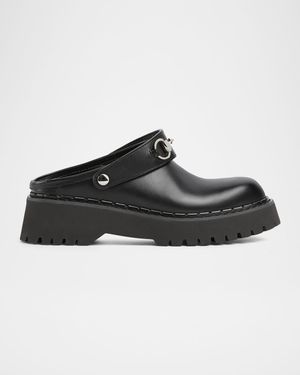 Gum Horsebit Belt Mules