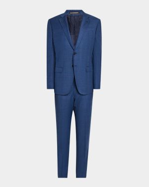 Men's Micro-Plaid Wool-Blend Suit