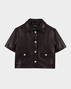 Valdom Short-Sleeve Leather Blazer