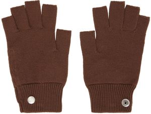 Rick Owens Brown Cashmere Mittens