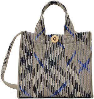 Burberry Gray Mini Check Knitted Tote