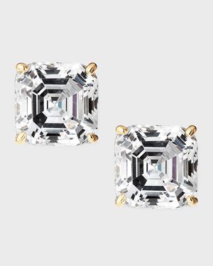 14K Yellow Gold 5ct Asscher Stud Earrings