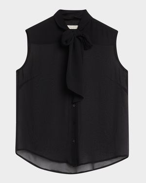 Basso Lavelliere Blouse In Silk Chiffon