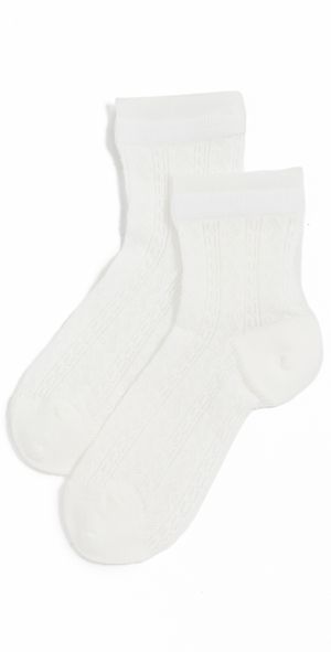 Stems Misi Lace Knit Crew Socks White One Size