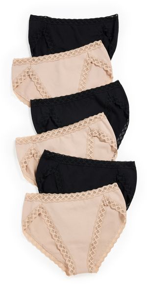 Natori Bliss French Cut Panties 6 Pack Black/Cafe S