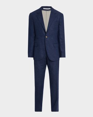 Men's Wool and Cashmere Flecked Two-Piece Suit