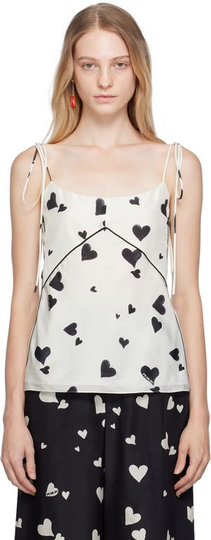 Marni White Bunch Of Hearts Camisole