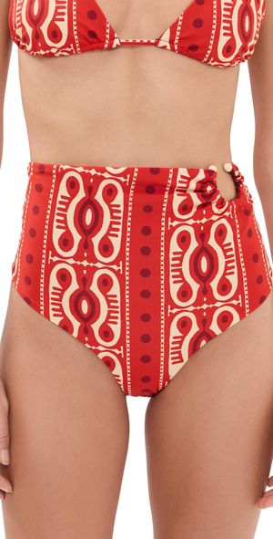Johanna Ortiz Taita Bikini Bottoms Red/Ecru L