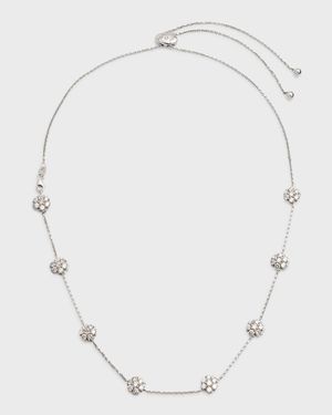 18K White Gold 8-Flower Necklace w/ Diamonds