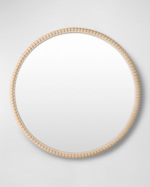 Dwarka Wooden Round Mirror