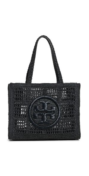 Tory Burch Ella Hand Crocheted Small Tote Black One Size
