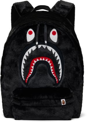 BAPE Black Shark Faux-Fur Daypack Backpack