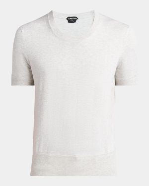 Men's Cotton Short-Sleeve Crewneck Sweater