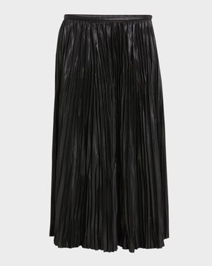 Rosalyn Pleated Faux-Leather Skirt