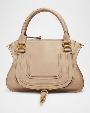 Marcie Medium Double Carry Satchel Bag in Grained Leather