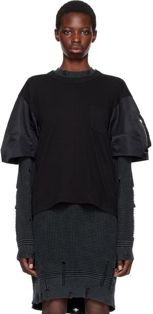 sacai Black Paneled T-Shirt