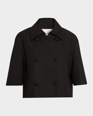Double-Breasted Houndstooth Jacquard Jacket