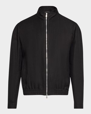 Men's Linen, Wool and Silk Full-Zip Blouson Jacket