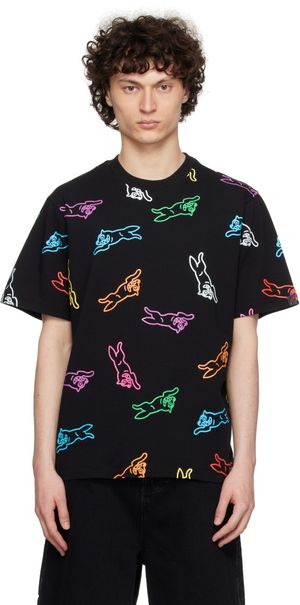 ICECREAM Black All-Over Running Dog T-shirt