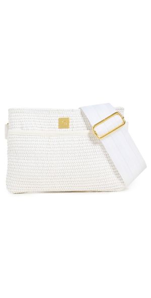 Think Royln Raffia Bum Bag White Raffia w/ White With Gold One Size