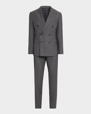 Men's Wool Birdseye Double-Breasted Suit