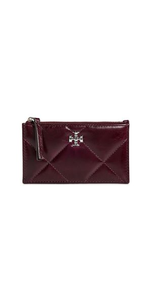 Tory Burch Kira Diamond Quilt Distressed Small Zip Bag Dark Carmine One Size