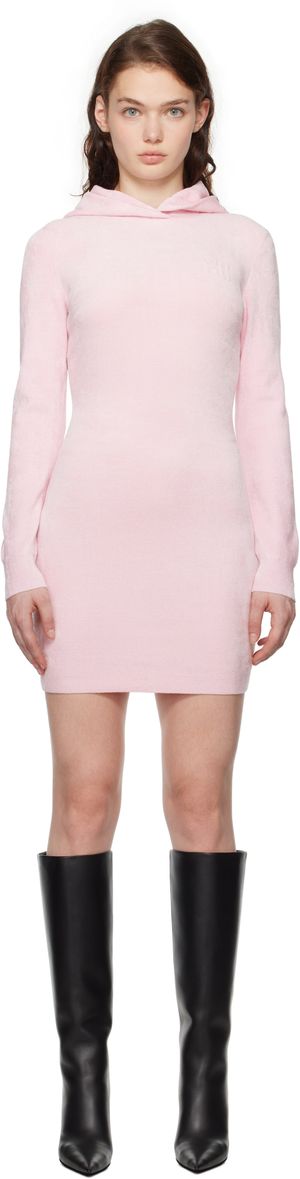 alexanderwang.t Pink Logo-Embossed Hoodie Minidress