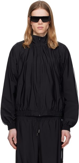 ALAINPAUL Black Gathered Neck Track Jacket
