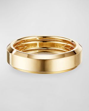 Men's Beveled Band Ring in 18K Gold, 6mm