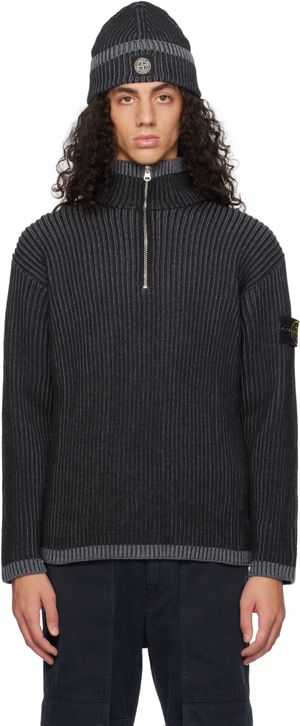 Stone Island Gray 516C1 Vanisé Full Rib RWS Wool Sweater