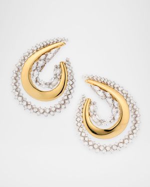 18K Yellow and White Gold Golden Strada Drop Earrings with Diamonds