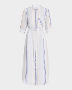 Alex Striped A-Line Midi Shirtdress