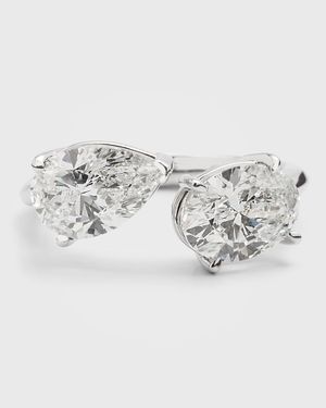 Lab Grown Diamond 18K White Gold Pear-Shape and Oval Bypass Ring, 3.0tcw