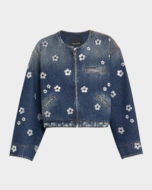 Daisy Sequined Denim Crop Jacket