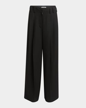 Voluminous Pleated Wide-Leg Pants