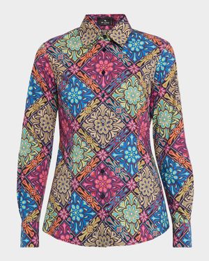 Floral Geometric-Print Shirt