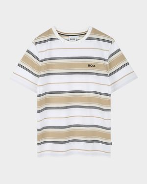 Boy's Short-Sleeve Cotton Jersey Stripe T-Shirt, Size 4-5