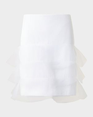 Ruffle-Trim Ribbed Mini Skirt